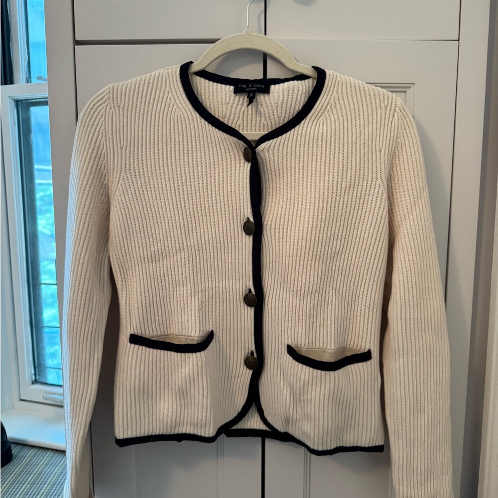 Rag & Bone Ivory Sweater with Dark Edging